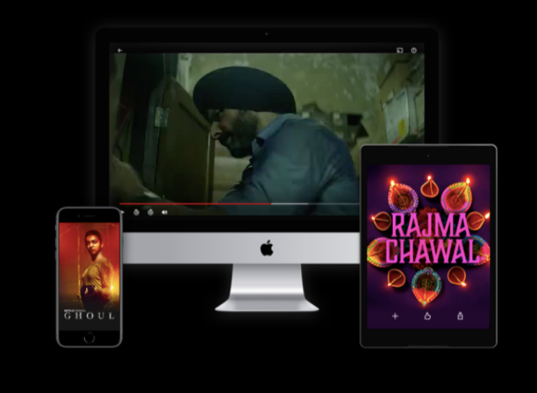 Mobile device showing streaming content